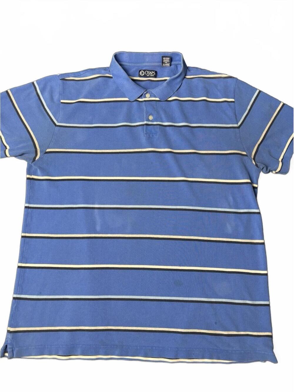 Chaps Men's Blue Striped Polo Shirt XL